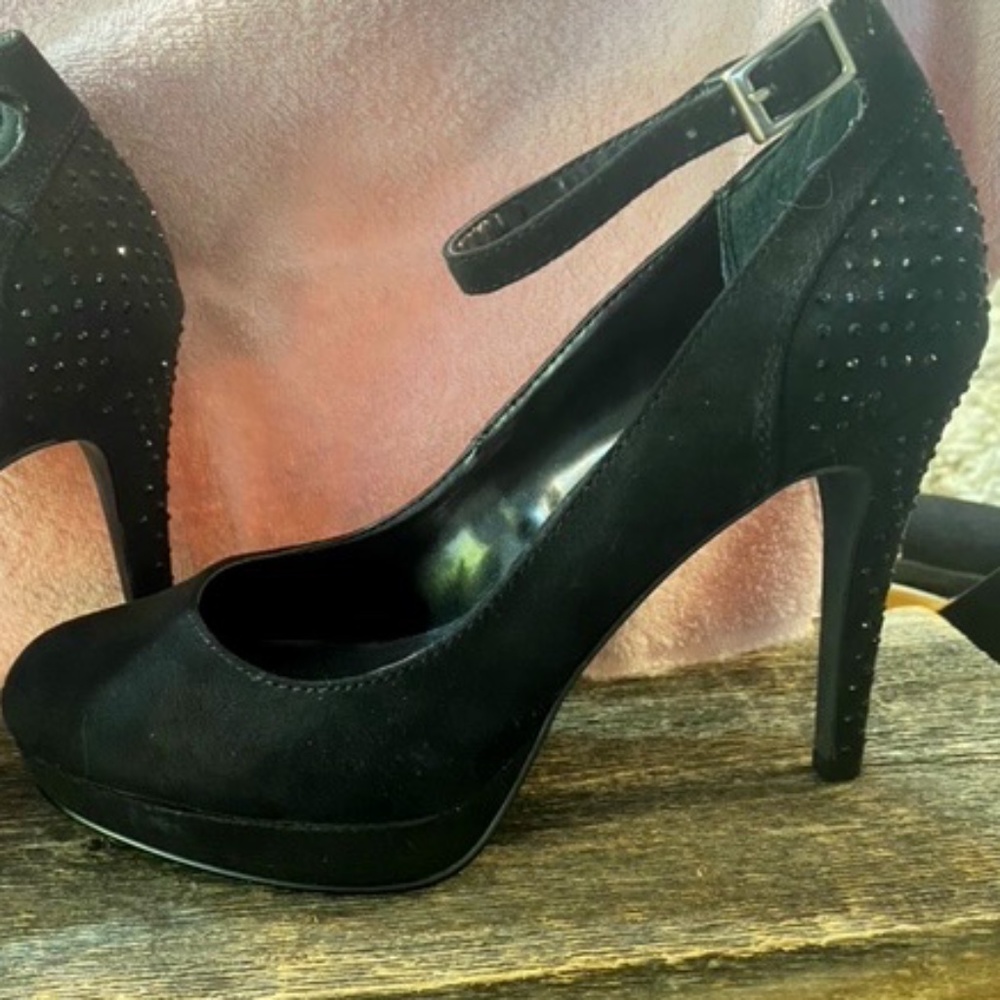 Black Pumps with Rhinestone accented heels